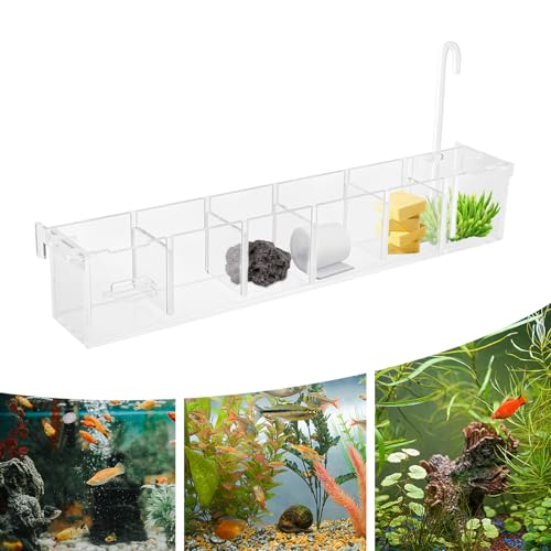 6 Grides Fish Tank Filter Transparent Acrylic Filter Box 6 in 1 Aquarium Overflow Box Canister Filters for Aquarium for Restaurant Home Hotel (6 Grides)
