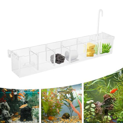 6 Grides Fish Tank Filter Transparent Acrylic Filter Box 6 in 1 Aquarium Overflow Box Canister Filters for Aquarium for Restaurant Home Hotel (6 Grides)