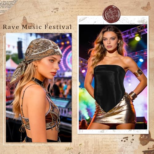GERINLY 2 Pack Head Scarf for Women, Boho Hair Scarf Top, Large Bandana Hair Scarves Wrap - color: Black