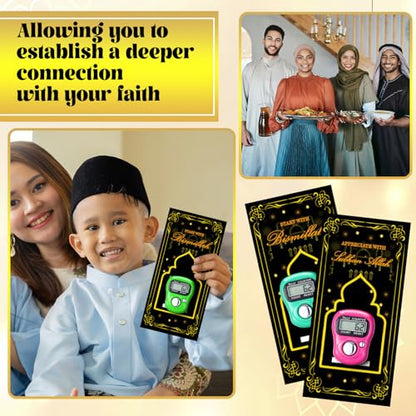 Relaxweex 12 Pack Electronic Finger Tasbeeh Counter Eid Al Adha Gift Eid Mubarak Party Favor with Mubarak Inspiration Card Islamic Prayer Tally Tasbeeh Counter Ring Prayer Ring - style: Classic