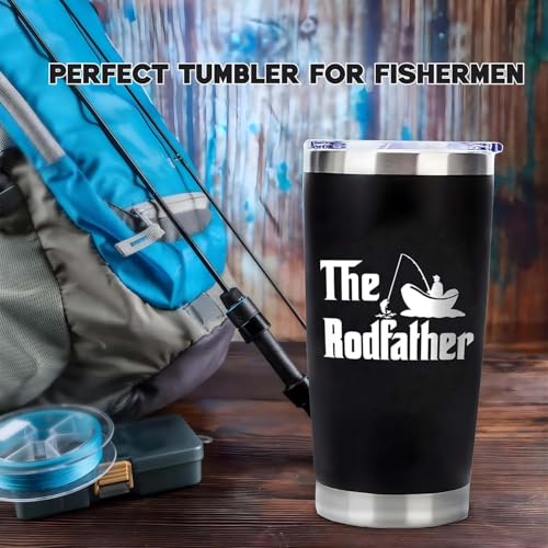 Fishing Gifts for Father - The RodFather Fish Tumbler 20oz Funny Fish Cups - Fishing Cup for Father, Dad - Fathers Day Christmas Birthday Fisherman Gifts - Bass Fisherman Trout Tumbler - color: DadFishing