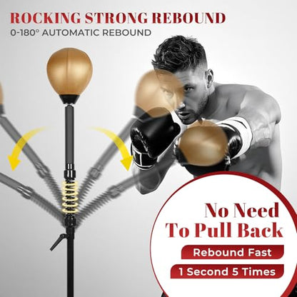 Reflex Ball Speed Bag Punching Bag Free Standing Boxing Bag with Reinforced Spring Strong Durable Relief Stress Ball with Adjustable Height