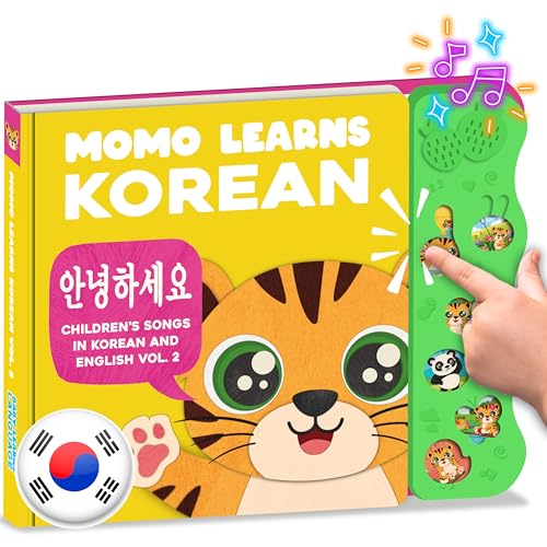 Vol. 2 — Interactive Sound Board Book for Toddlers 1-3, Bilingual English & Hangul Songs & First Words, Talking Musical Learning Toy and Gift for Babies & Kids