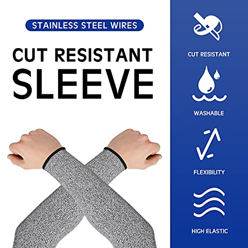 Geyoga Arm Sleeves Guards Cut Resistant HPPE,X-Large,Hppe,Black, Gray - color: Gray, size: Large, style: Hppe