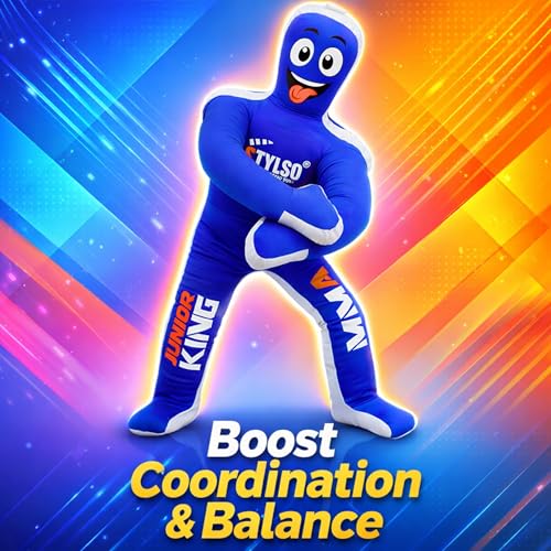 Unfilled Wrestling Dummy for Kids – Youth Grappling Dummy BJJ, MMA, Jiu Jitsu & Judo Training Partner – Durable Martial Arts Practice Buddy - color: Blue, size: 3ft / 36"