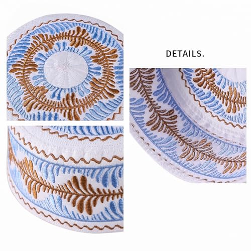 Kids Boys Muslim Prayer Kufi Hat Islamic Prayer Cap Embroidered Prayer Headwear Cap Praying Skull Cap Topi Ramadan Eid Hat - color: Blue-medium