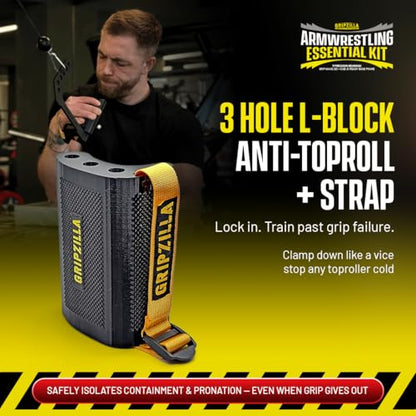 Gripzilla Arm Wrestling Training Kit for Solo Practice The Ultimate Wrist Training Handle for Arm Wrestling Top Roll Trainer
