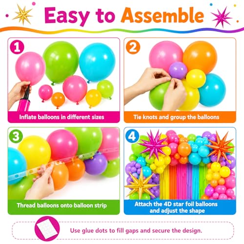 Summer Tropical Balloon Arch Kit for 4D Star Foil Balloons Hot Pink Green - color: -Topical