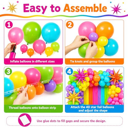 Summer Tropical Balloon Arch Kit for 4D Star Foil Balloons Hot Pink Green - color: -Topical