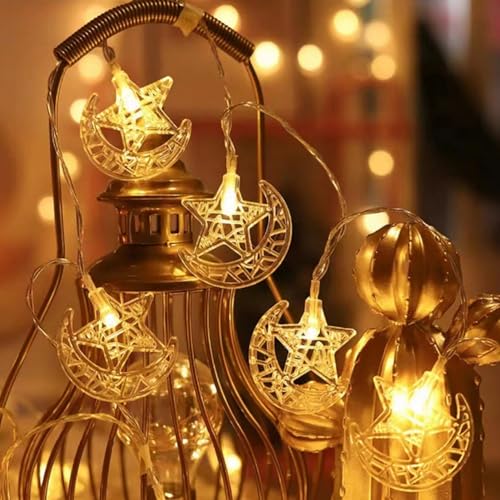 LED String Light Warm White USB Plug-in Star Moon Castle Festival Light Ramadan Decoration Mubarak A USB Plug