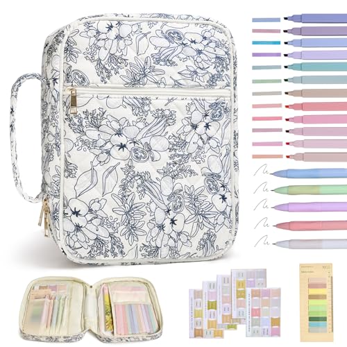 Bible Cover Case for Women Large Bible Cover with Durable Handle Quilted Bible Carrying Case for Girls Bible Study Supplies Accessories (Big Blue Flower, Big Blue Flower) - color: Big Blue Flower