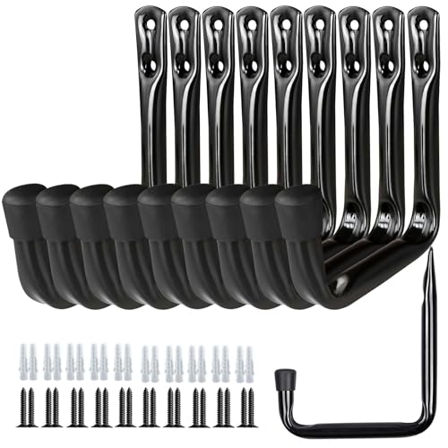 Dreecy 10 Pack Garage Storage J Utility Hooks, Heavy Duty J Utility Hooks Hangers for Garage Wall Hanging Garden Tools, Ladder, Bike, Hose, Black - size: Small 10 Pack