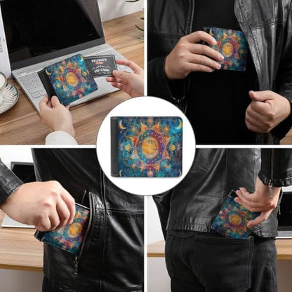 Mysterious Mandala Bifold Wallet 4.6x3.7 Inch,Slim Compact Folding Wallet with Card Slots And Cash Pocket Lightweight Wallet for Everyday Carry Travel Business - color: Mysterious Mandala