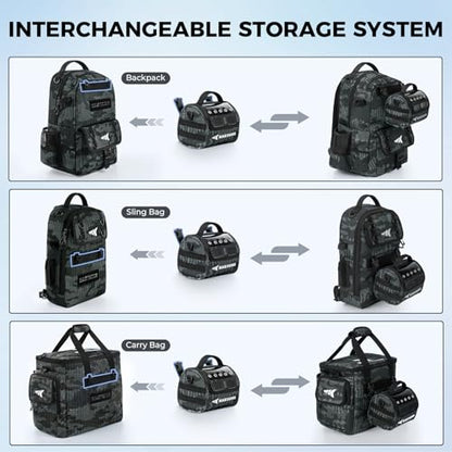 KastKing BaitSpace Line Bag Water Resistant Tackle Bag, Organize Spools | Fishing Line Storage Bag with Water Resistant Nylon, Removable Divider, BaitSpace Line Management Bag - color: A: Black Camo-Medium