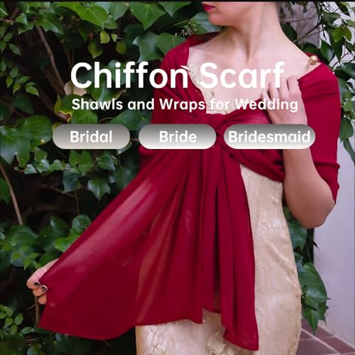 Harewom Chiffon Hijab for Women Sheer Shawl and Wraps for Wedding Bridal Scarves Summer Lightweight Sun-proof Scarf - color: Wine Red Chiffon Hijab Shawls Scarves