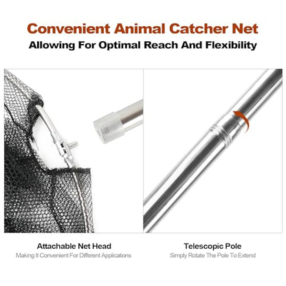 Animal Catcher Net, Chicken Catching Net for Poultry Supplies, Extendable 72" Made of Stainless Steel Fishing net Catcher for Catching Small Duck, Geese, Bird, Bat, Chickens, cat, Poultry