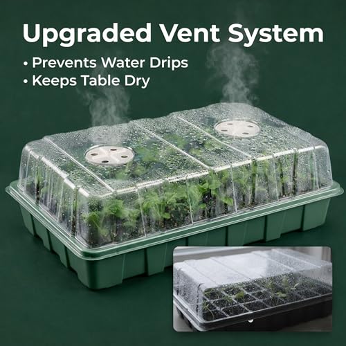 Gardzen 10 Pack 40 Cell BPA Free Seed Starter Tray Kit | Reusable Plant Germination Trays, Adjustable Vents, Sowing Tool, Indoor Gardening Vegetables Herbs Flowers - size: 10-Pack