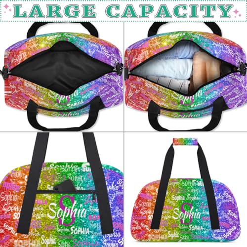 Personalized Gym Bag for Girl, Cheer Bag, Red Green Purple Sequins | Sport Duffel Bag Cheer Bag Customized Travel Duffle Bag Overnight Weekender Bag - color: Color 17