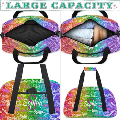Personalized Gym Bag for Girl, Cheer Bag, Red Green Purple Sequins | Sport Duffel Bag Cheer Bag Customized Travel Duffle Bag Overnight Weekender Bag - color: Color 17