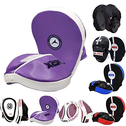 MRX Gel Tech Boxing Hook & Jab Pads MMA Focus Punching Mitts Training Thai Kick Strike Shield Curved Black/White - color: Purple