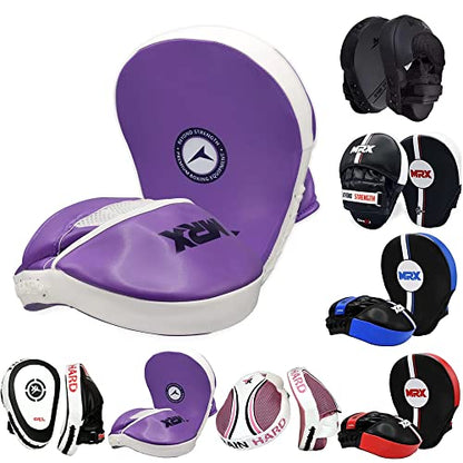 MRX Gel Tech Boxing Hook & Jab Pads MMA Focus Punching Mitts Training Thai Kick Strike Shield Curved Black/White - color: Purple