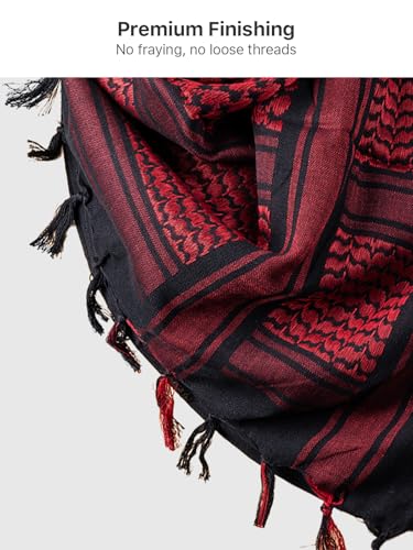 FREE SOLDIER Scarf Military Shemagh Tactical Desert Keffiyeh Head Neck Scarf Arab Wrap with Tassel for Men Women - color: Dark Red