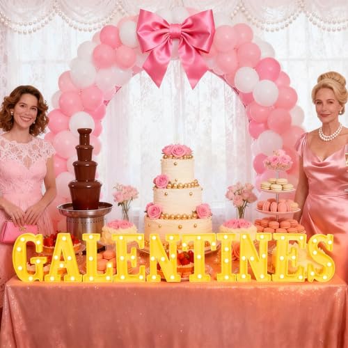 Aurelema Sukkot Large LED Letter Sign LED Lights, Galentines, 8.27 Inches - color: Galentines, size: 6.3 Inches