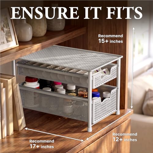 Simple Houseware Stackable 2 Tier Sliding Basket Organizer Drawer, White - color: White, size: 2-Tier