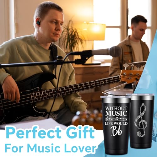 Fufandi Music Lover Gifts for Men Male, Him, Music Teacher Gift - Gifts for Musical Lovers, Musician Tumbler Gift - Tumbler Cup 20oz - color: Music Life Black