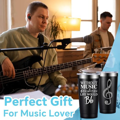 Fufandi Music Lover Gifts for Men Male, Him, Music Teacher Gift - Gifts for Musical Lovers, Musician Tumbler Gift - Tumbler Cup 20oz - color: Music Life Black