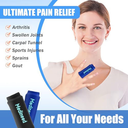 2PCS Finger Sleeves Gel Ice Pack, Lasting Cold Compress Freeze Sleeve, Reusable Finger Brace Ice Packs for Injuries, Arthritis, Tendonitis, Gout, Sprains, Middle Protectors (Blue) - color: Blue