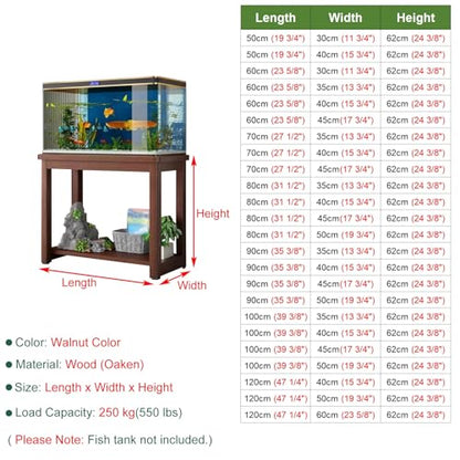 Solid Wood Fish Tank Stand with Plant Shelf, Suitable for 5-40 Gallon Aquariums, Reptile Tank Rack for Home Office, Durable and Stylish Fish Table