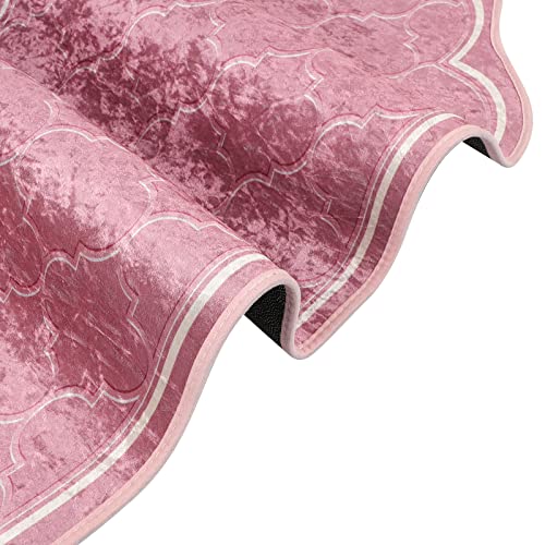 QQXXMuslim Prayer Blanket,Thick Soft Velvet Turkish Design,Luxury Prayer mat Rug for Men and Women,Portable Travel Prayer mat,Simple Pocket Prayer Rug,Great Islamic Ramadan Gift (Pink), Pink - color: Pink