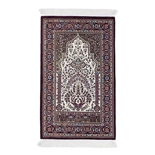 Turkish Prayer Rug, Purple Prayer Rug, Prayer Mat Travel, Portable Prayer Mat Muslim, Prayer Rugs Islam, Prayer Mat Islam Thick, Ramadan Gift (Purple) - color: Purple