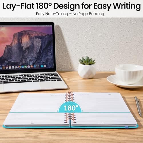 CICPAP Lined Spiral Journal Notebook, A5 College Ruled Notebook for Journaling, Note-Taking, and Daily Planning, Durable Hardcover with an Elegant Design, Turquoise - color: G.Turquoise