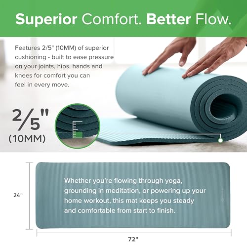 Gaiam Thick Yoga Mat, Exercise & Fitness Mat with Easy-Cinch Carrying Strap | Non-Slip NBR Foam | Joint Cushioning | Yoga, Pilates, Fitness & Floor Workouts | 72"L x 24"W - color: Green