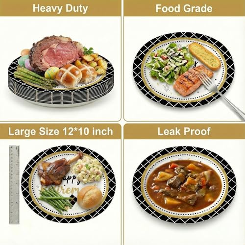 Dereinwo 50 Pcs Retirement Large 12" x 10" Oval Paper Plates and Napkins Disposable Heavy Duty Paper Plates and Napkins for Retirement Party Supplies - style: Retirement
