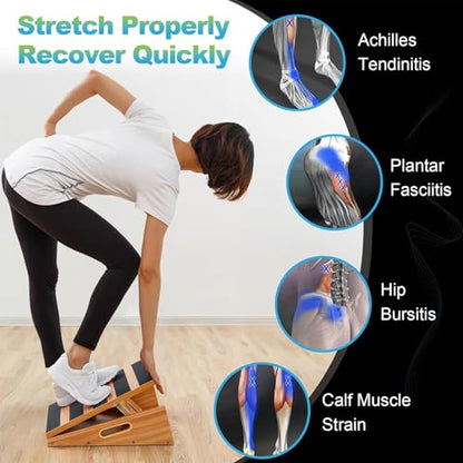 StrongTek Professional Wooden Slant Board, Adjustable Incline Board and Calf Stretcher, Partial-Coverage Design with Side Handle, 5 Angles, 500 lbs Capacity - style: Partial-coverage