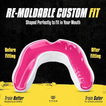 Mouth Guard Boxing, Dual-Layer Boil & Bite Mouthguard, Adult | Premium Dual-Layer | Case Included | Adult & Youth Custom-Fit Mouthpiece | Football, MMA, Hockey, Lacrosse, BJJ, Basketball - color: Pink, size: Adult Age 11+
