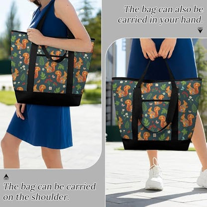 SWEET TANG Cooler Bag, Floral Squirrels Reusable & Leak Proof Food Grocery Bag, Portable Travel Cooler - color: Pattern 99