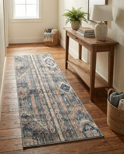 Rugs.com Oregon Collection Rug – 6 Ft Runner Navy Blue Low-Pile Rug Perfect for Hallways, Entryways - color: Navy Blue 1, size: 2'2" x 6' (Runner)