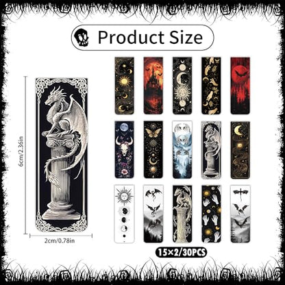 Gothic Romance Magnetic Bookmarks: 30 Pcs Witchy Dragon Moon Book Mark Clips, Fantasy Dark Academia Reading Accessories for Women Teens, Occult Gifts for Book Lovers - style: Gothic Romance