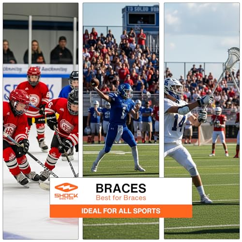 Shock Doctor Braces Football Mouth Guard, Upper and Lower Teeth. Convertible, Ultra Double Protection, Comfortable and Durable Mouthguard. - color: Blue