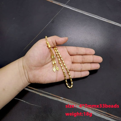 ALBASHAN Tasbih Metal gold Color 4x7mm 33 beads muslim Rosary paryer bracelet islamic gift turky Style Jewelry