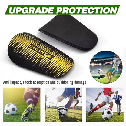 Mini Shin Guards Soccer Kids,Small Protective Gear with Fixed Straps | 2 Pairs Small Tiny Shin Pads Match Equipment Protective Tiny Shin Guards Soccer for All Ages - color: Golden Stars, size: XS(H: 3.1 in,W: 2.1 in)