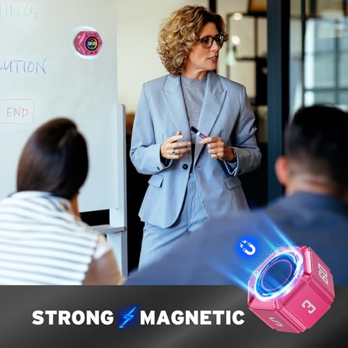 Printers Jack Visual Pomodoro Timer, Productivity Cube Timer, Mute & Vibration & Adjustable Sound Alert, for Office, ADHD, Study, Work, 3/5/10/25/30/60min & Custom Countdown - Hot Pink - color: Hot Pink