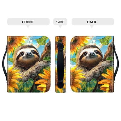 PU Leather Bible Cover with Handle & Pockets, Large Capacity Bible Case, Water-Resistant Scripture Organizer Bag with Bonus Card Holder, Christian Gift for Women & Men, Cute Sloth - color: Cute Sloth