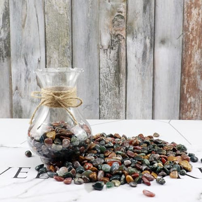 0.96LB Natural Pebbles Aquarium Decorative Crushed Stones Fish Tank Gravel Succulent Rocks Vase Filler Bulk Tumbled Polished Irregular Shaped - color: Ocean Jasper