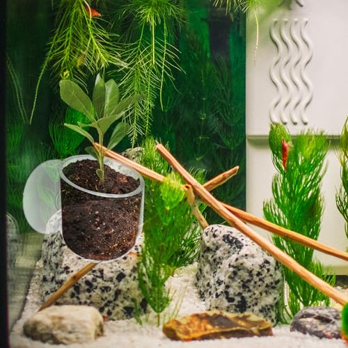 Yolev Aquarium Plant Holder 2Pack Clear Plant Holder Pot Holder Planter Cup | for Fish Tank, Hanging Fish Tank Plants, for Aquarium, with Suction Cup
