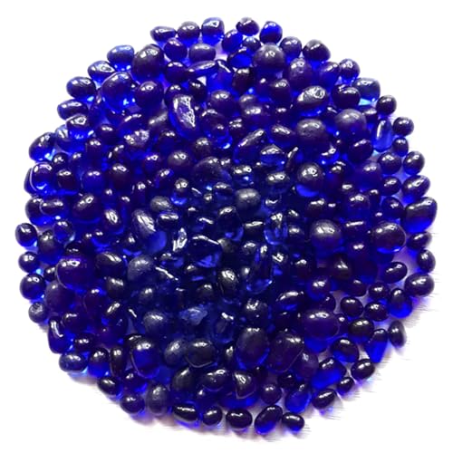 WAYBER Irregular Tumbled Deep Blue Sea Glass Decorative Glass Pebbles, 1 Lb | Toxin-Free, Fade-Resistant, Ideal for Reiki Healing, DIY Crafts, Vase Filler, Aquarium & Bonsai Decoration - color: Dark Blue Sea Glass, size: 1 Pound